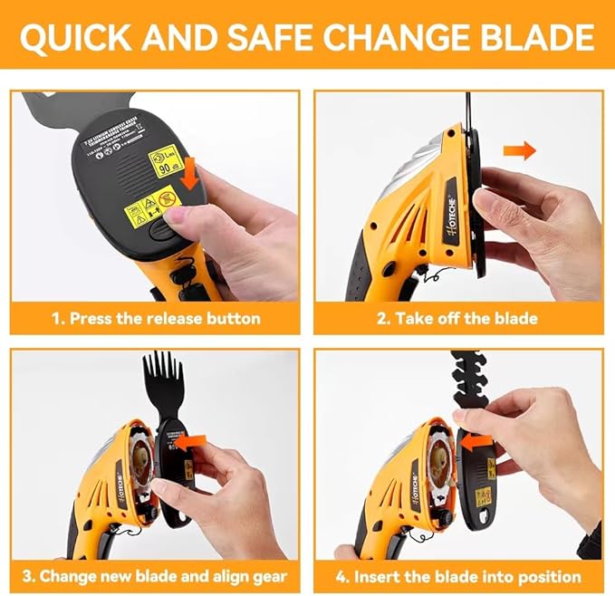 Hoteche Cordless Grass Shear & Hedge Trimmer 2-in-1 Handheld 7.2V Rechargeable Electric Shrub Clippers-VerdiqueGarden