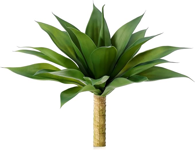 Artificial Plants Outdoor,UV-Resistant Fake Agave Succulent Plant 17 Inch Small Size Faux Succulents Stems for Indoor Realistic & Natural Home Decor Plants for Office Housewarming-VerdiqueGarden