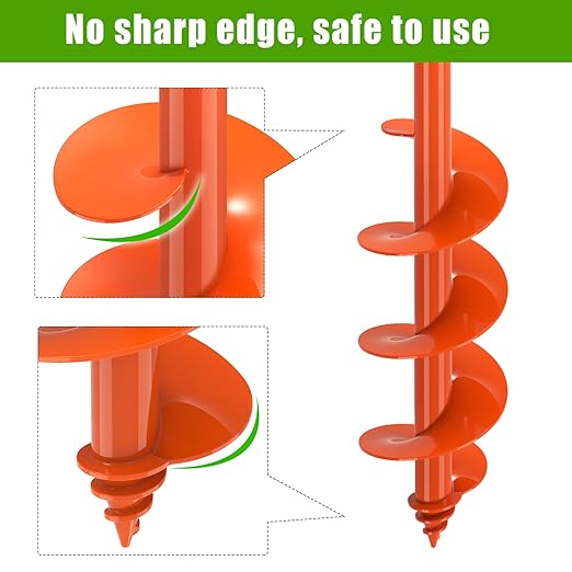 Auger Drill Bit for Planting 4 x 24'', Threaded Garden Auger Post Hole Digger, Spiral Drill Earth Dirt Soil Augers for Bulb, Tulip, Tree, Fence Post and Umbrella Holes, Fits in 3/8” Drill Chuck-VerdiqueGarden