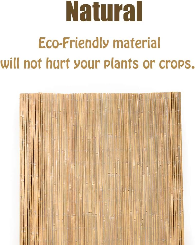 Mininfa Natural Bamboo Slat Screening, Eco-Friendly Privacy Slat Fence, Bamboo Screen Panel Roll for Balcony or as Wind and Sight Protection (2m x 4m)-VerdiqueGarden