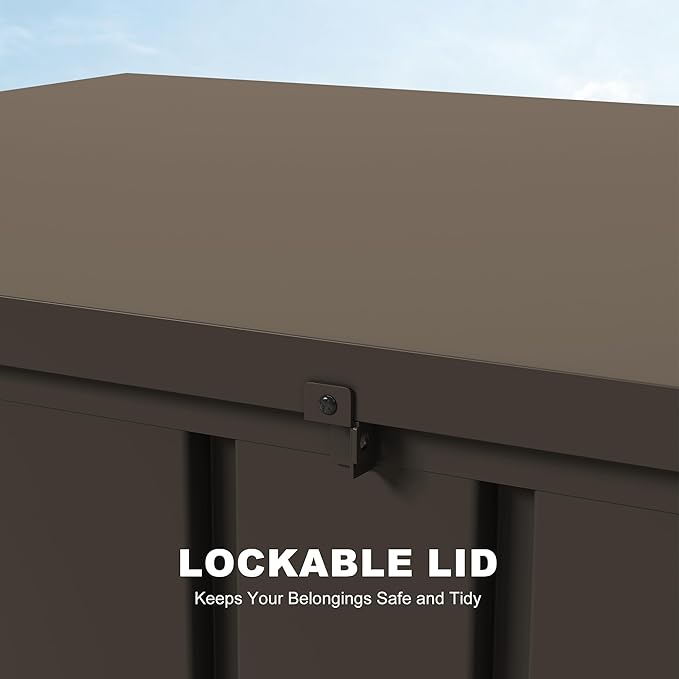 PURPLE LEAF Outdoor Deck Box 160 Gallon Waterproof Lockable Storage Box Container with Lid Deck Organization for Patio Cushions Side Table Pool Accessories Garden Tools, Brown-VerdiqueGarden