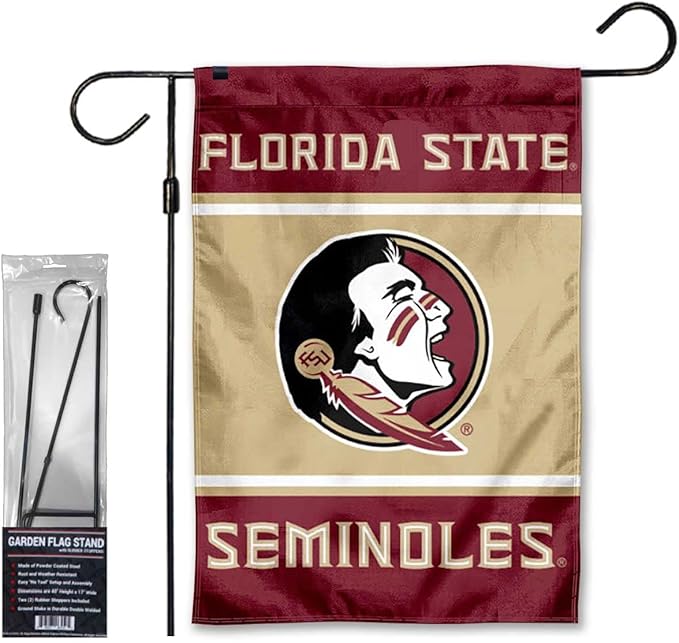Florida State Seminoles Garden Banner Flag with Flag Pole Stand Set-VerdiqueGarden