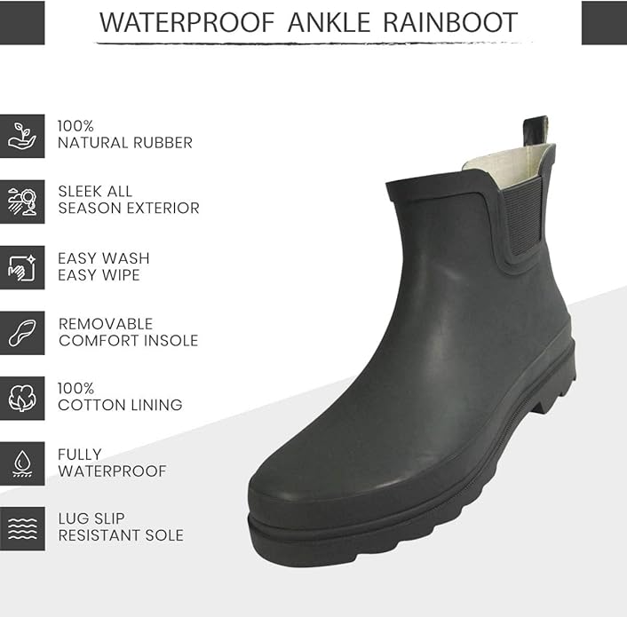 NORTY - Womens Ankle Rain Boots - Ladies Waterproof Winter Spring Garden Boot runs ½ size large-VerdiqueGarden