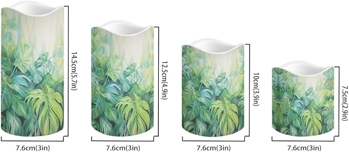Ystardream Tropical Leaf Flameless Candles with Remote Battery Operated Candles Realistic LED Candles with Remote and Timer Set of 4 for Home Wedding Birthday Decorations-VerdiqueGarden