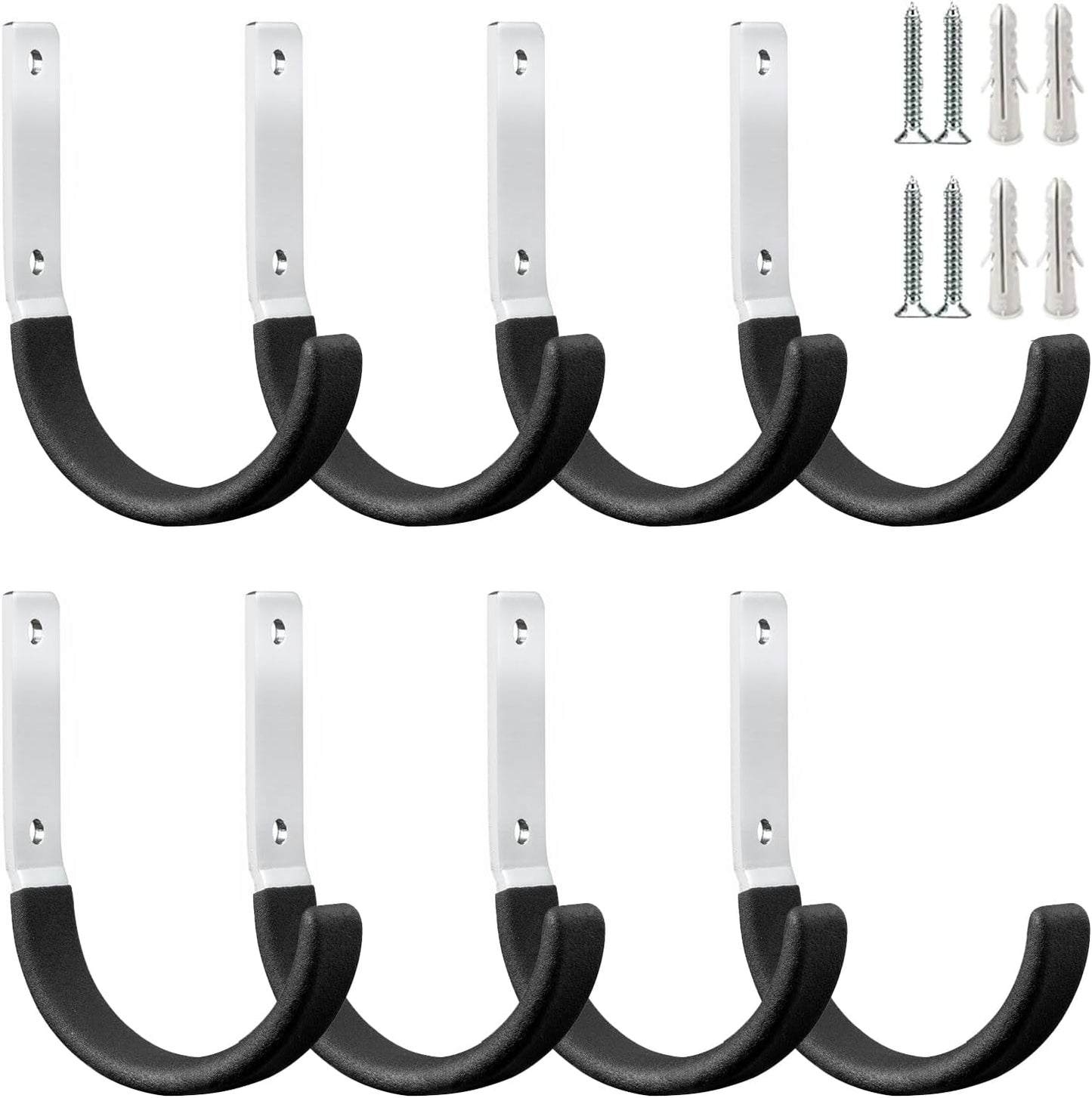 Heavy Duty Steel Garage Hooks,Garage Storage Utility Hooks,Heavy Duty Garage Garden Tool Organizer,Steel Wall Mount Hooks, Garden Hose Hanger, Small U Hooks (Black 8 Pack)-VerdiqueGarden