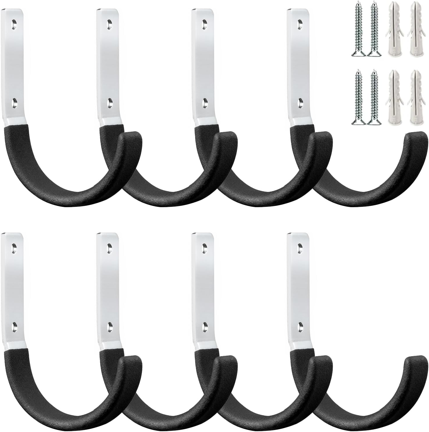 Heavy Duty Steel Garage Hooks,Garage Storage Utility Hooks,Heavy Duty Garage Garden Tool Organizer,Steel Wall Mount Hooks, Garden Hose Hanger, Small U Hooks (Black 8 Pack)-VerdiqueGarden