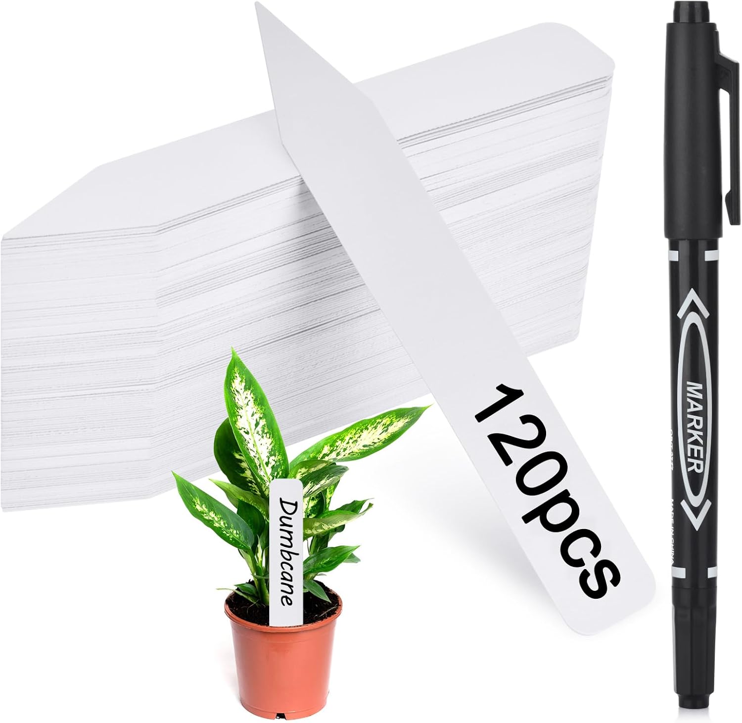 Plant Labels 120PCS, Darfukei Outdoor Waterproof Garden Markers, Plastic Nursery Seed Plant Tags with Bonus a Permanent Marking Pen, Gardening Gifts for Women Men…-VerdiqueGarden