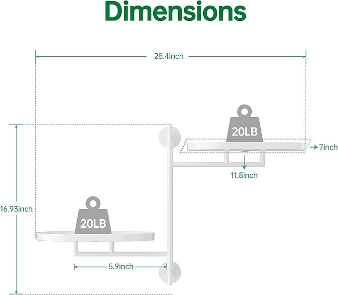 Rotating Window Plant Shelves for Multiple Plants Indoors,2-tier Metal Corner White Plant Stand Holder Floating Plant Shelf for Wall，Windows Sill Gifts for Plant Lovers to Enhance Home Decor-VerdiqueGarden