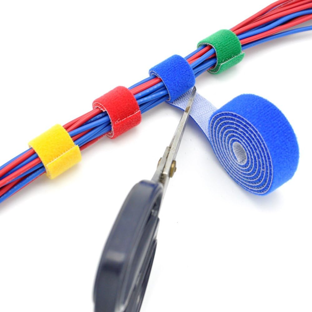 Reusable Fastening Tape Cable Ties 3/4 Inch Double Side Hook Roll (10 Yard, Blue)-VerdiqueGarden