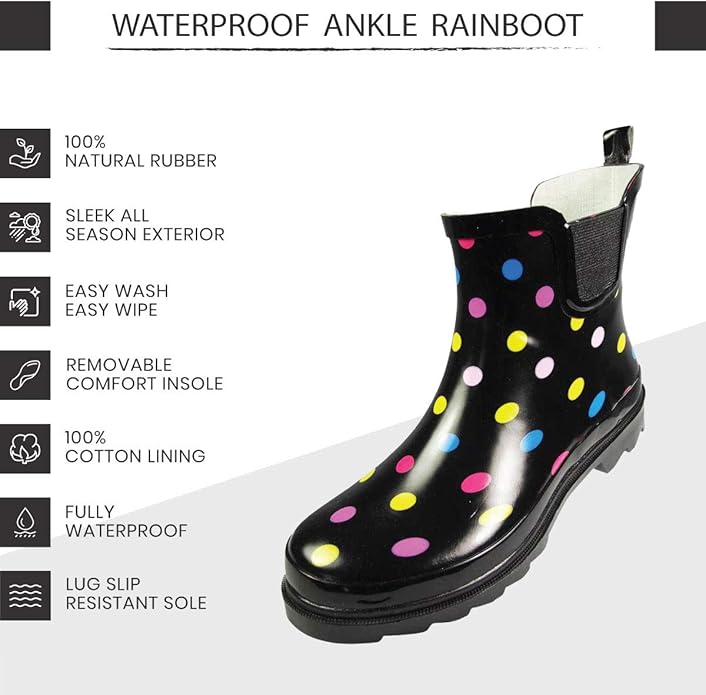 NORTY - Womens Ankle Rain Boots - Ladies Waterproof Winter Spring Garden Boot runs ½ size large-VerdiqueGarden