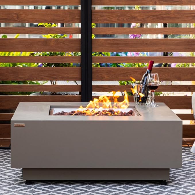 Ashton 36” Propane Fire Pit Smokeless Firepit Outdoor Gas Fire Pit for Outside Patio Firepit Table Includes Rain Cover Converter Kit Lava Rocks Lid CSA Certified-VerdiqueGarden