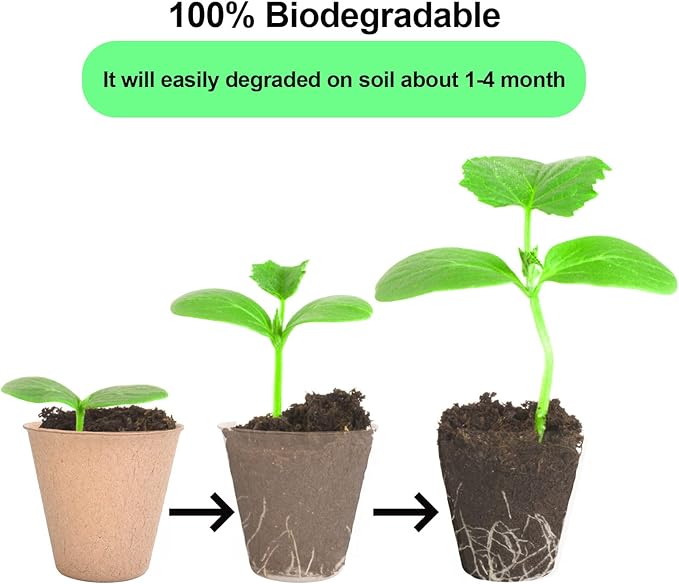 JERIA 200-Pack 3.15 Inch Peat Pots for Seedling with 200 Pcs Plant Labels,Outdoor Garden Germination Nursery Pots,Biodegradable Seed Starter Pots Kits-VerdiqueGarden