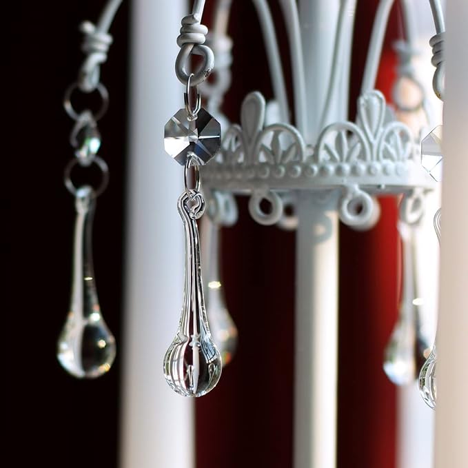 12pcs Raindrop Crystal Chandelier Prisms Parts, Hanging Crystals Beads for Chandeliers, Home Decoration-VerdiqueGarden