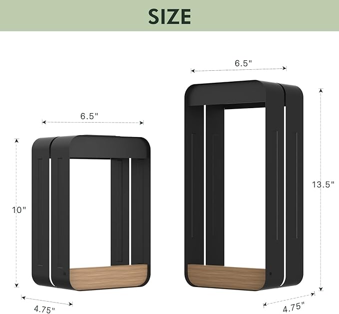 Grand patio Outdoor LED Solar Power Wall Sconce Shelf Planter, Waterproof Decor Wall Lamp Light for Porch, Patio. Solar Energy, Black(L-Rectangle)-VerdiqueGarden