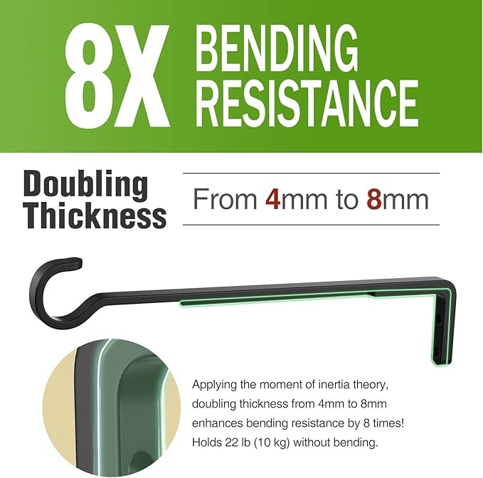 12 Inch Black Heavy Duty Outdoor Plant Hangers for Hanging Baskets, Iron Hanging Plant Brackets for Hanging Plants Outside, Metal Plant Hooks Plant Wall Hooks for Hanging Lantern, Bird Feeder (2 pcs)-VerdiqueGarden