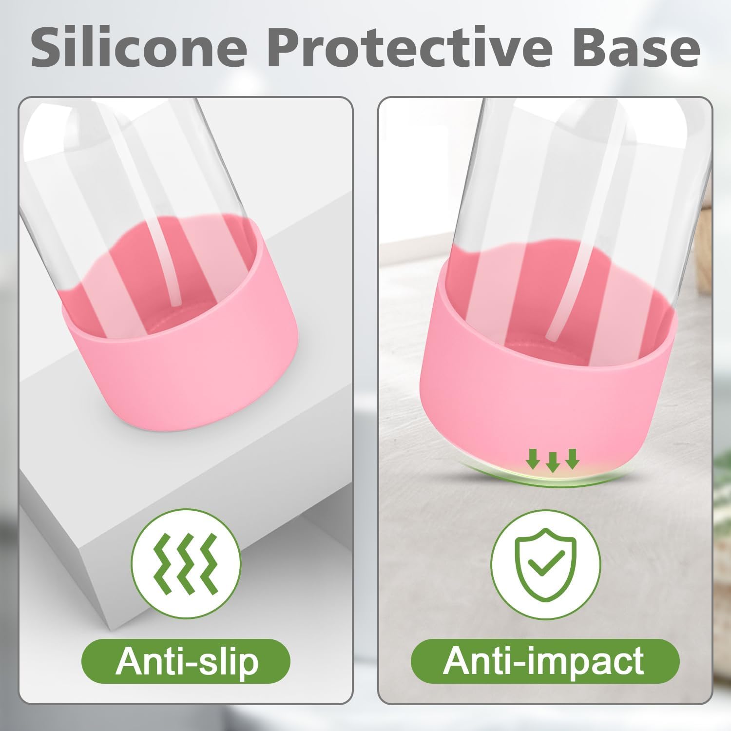 Glass Spray Bottles with Silicone Sleeve Protection, Empty 16 oz Refillable Containers, Reusable Spray Bottles with Adjustable Nozzle for Hair, Cleaning Solutions, 3 Pack Pink-VerdiqueGarden