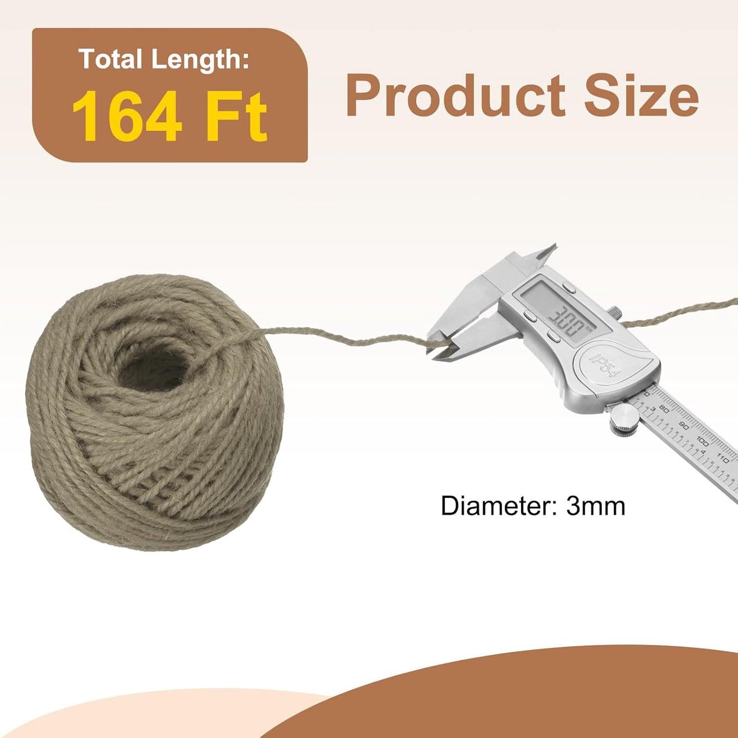 uxcell 164 Feet Natural Jute Twine String,3mm Thin Garden Twine Rope Colored Plant String Cord for DIY Art Crafts Gift Wrapping Decoration Packing Gardening Plant Hanger,Beige-VerdiqueGarden