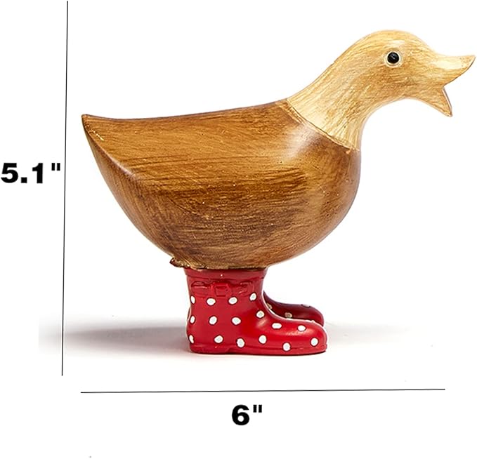 GUTE Duck Yard Decorations Yard Art Garden Puddle Ducks with Spotted Wellies Boots - Single - Garden Decor Statues, Duck Figurine Statue - Waterproof Indoor & Outdoor Lawn Gnome Ornament (Small Duck)-VerdiqueGarden