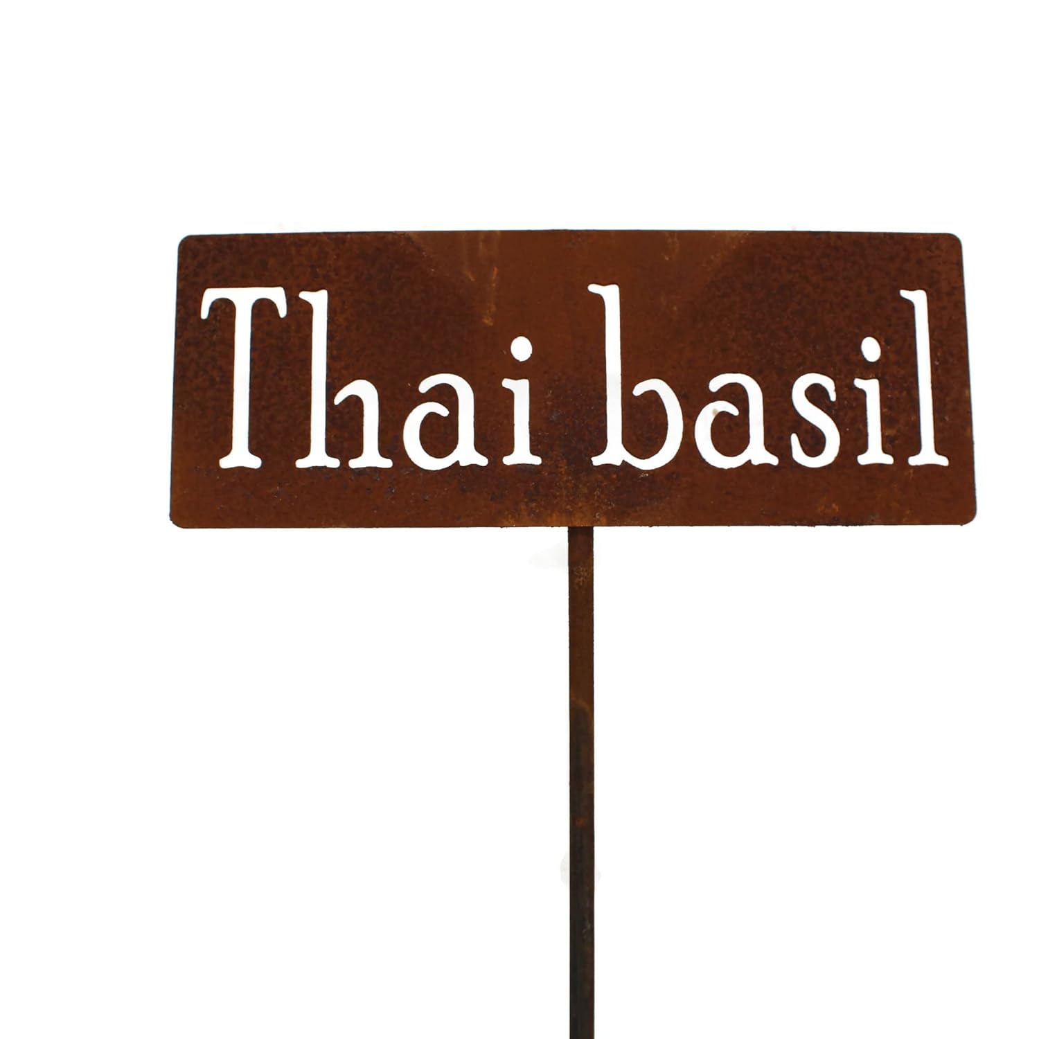 Classic Metal Garden Markers 19 Inches Tall (Thai basil, Naturally Rusted)-VerdiqueGarden