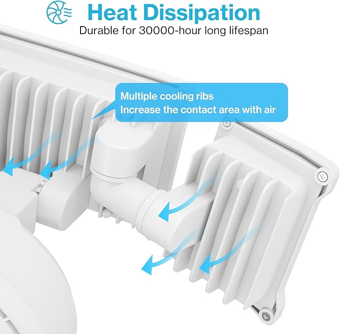 Olafus 65W Motion Sensor Outdoor Light, 2 Pack LED Security Light 6000LM, 6500K Exterior Motion Flood Light with 3 Adjustable Heads, for Outside Garage, Yard, Patio, IP65 Waterproof, White-VerdiqueGarden