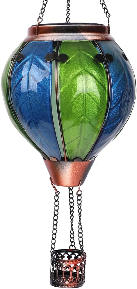 Hot Air Balloon Solar Lantern with Flickering Flame Hanging Solar Lanterns Outdoor Lights Waterproof Lanterns Decorative Garden Patio Yard Party Decor Colorful +-VerdiqueGarden
