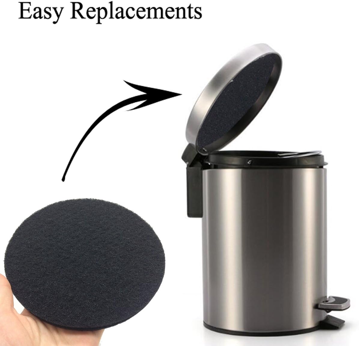 6.7inch Charcoal Filters for Kitchen Compost Bin Pail Replacement Filter Countertop Home Bucket Refill Sets, Round-VerdiqueGarden