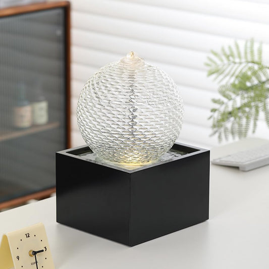 Indoor Water Feature Tabletop Ceramic Fountain Home Kitchen Office Decoration Modern Design Style (Black biger Size)-VerdiqueGarden