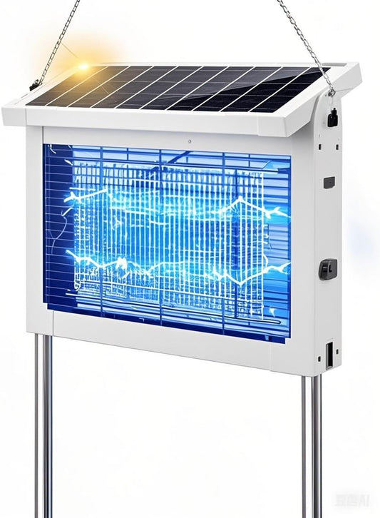 Solar Bug Zapper Outdoor, Mosquito Zapper Waterproof Electric Fly Zapper Rechargeable Mosquito Killer Lamp with 10W Solar Panel, 4500V Cordless Fly Trap for Backyard, Patio, Garden, RV, Camping-VerdiqueGarden