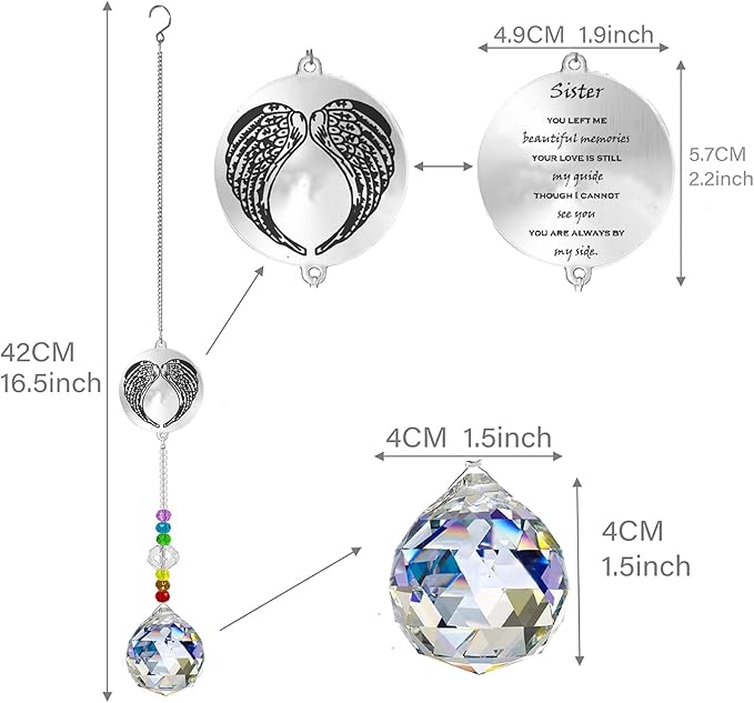 Memorial Gifts Crystal Suncatcher,Unique Sympathy Gifts for Loss of Loved One,Rainbow Maker Bereavement Gifts Box for Loss of Father Mom Dad Son Daughter Husband Brother Grandmother (Sister)-VerdiqueGarden