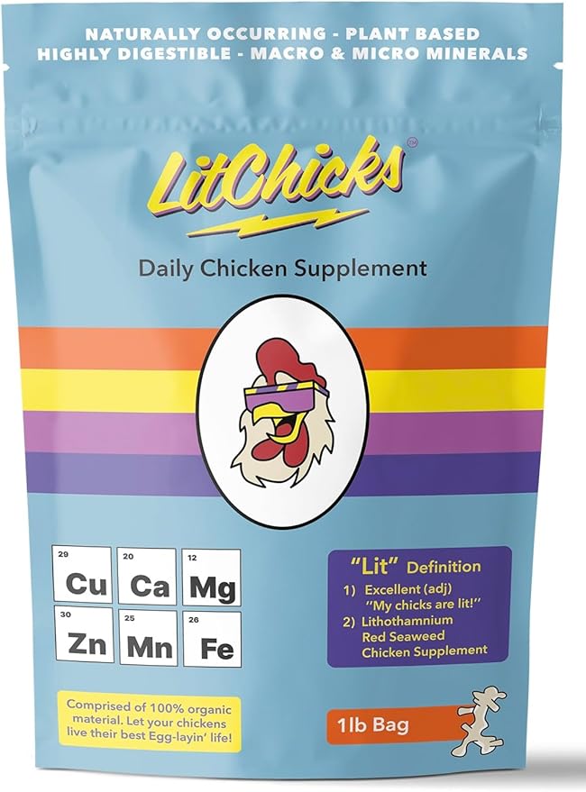 LitChicks’ Calcified Seaweed for Laying Chickens - Crushed Oyster Shell Alternative - Highly Digestible - Single Ingredient - Helps with Egg Laying & Flock Health.-VerdiqueGarden