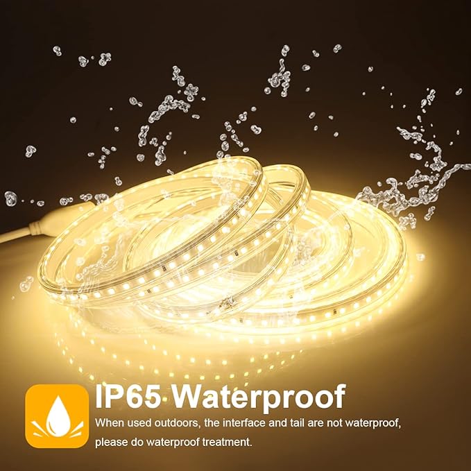 Outdoor LED Strip Lights,120LEDs/m Waterproof 32.8ft LED Light Strip Warm White Flexible LED Rope Lights for Garden Patio Cabinet,Bedroom,Commercial Lighting(32.8FT, Warm White)-VerdiqueGarden