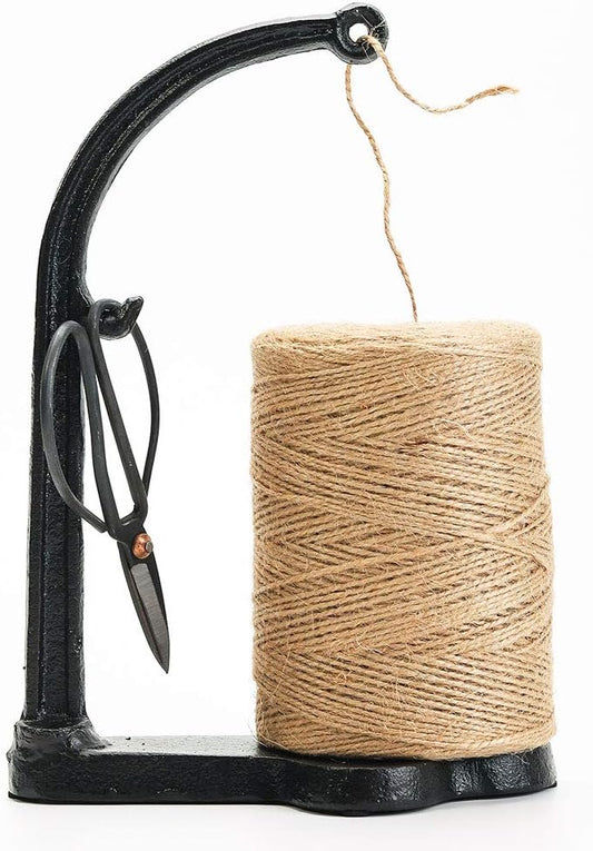 Sungmor Cast Iron Garden Twine Holder Set - 1300ft. Natural Jute Twine String & Rope Rack & Scissors - Decorative & Practical Home Arts Crafts Tools for Picture Display Gift Wrapping Packing Gardening-VerdiqueGarden