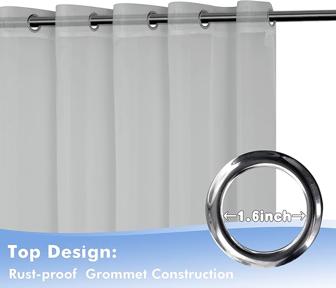 HolidayIdeas Outdoor Sheer Curtains for Patio Waterproof, 4 Panels - 54 x 84 Inch - Cloud Grey Light Filtering Voile Outside Curtains Grommet Drapes for Front Porch, Gazebo, Pergola, Backyard-VerdiqueGarden