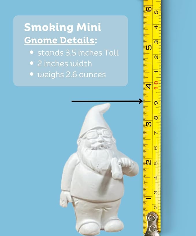 Gnometastic Gnude Mini Gnomes - Smoking Hippie Unpainted Gnome Statue, 3.5in DIY Paint Your Own Gnome Mini -Funny Garden Gnomes to Paint for Adults-VerdiqueGarden