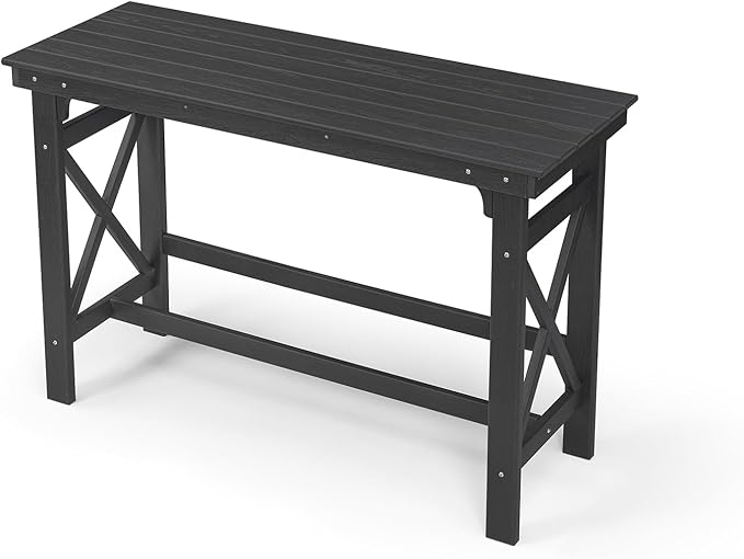 HDPE Patio Bar Table, 41" Rectangle Outdoor Bar Tables Counter Height Table, Adirondack Outdoor Bar Height Table, HDPE Outside Pub Tables for Balcony, Deck, Backyard, Poolside, Obsidian-VerdiqueGarden