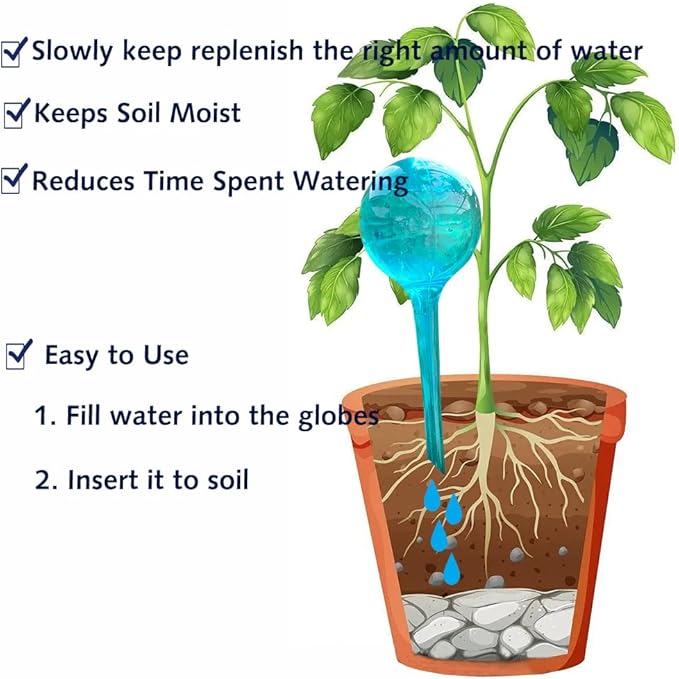 Plant Self Watering Globes - 10pcs Flower Self Watering Planter Insert, Plastic Self Watering Bulbs Auto for Plants, Garden Water Device Drippers System for Travel Business Trip Plant Self-Watering-VerdiqueGarden