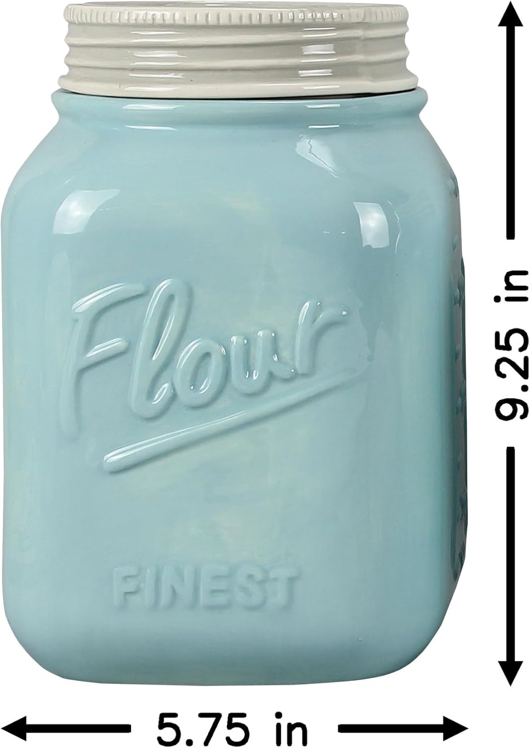 Young's Inc. 4 Pcs Set Vintage Ceramic Canisters- Storage Container for Kitchen and Bathroom - Beautiful Home Decor Accent to Store Food, Coffee, Tea, and More - Sky Blue-VerdiqueGarden