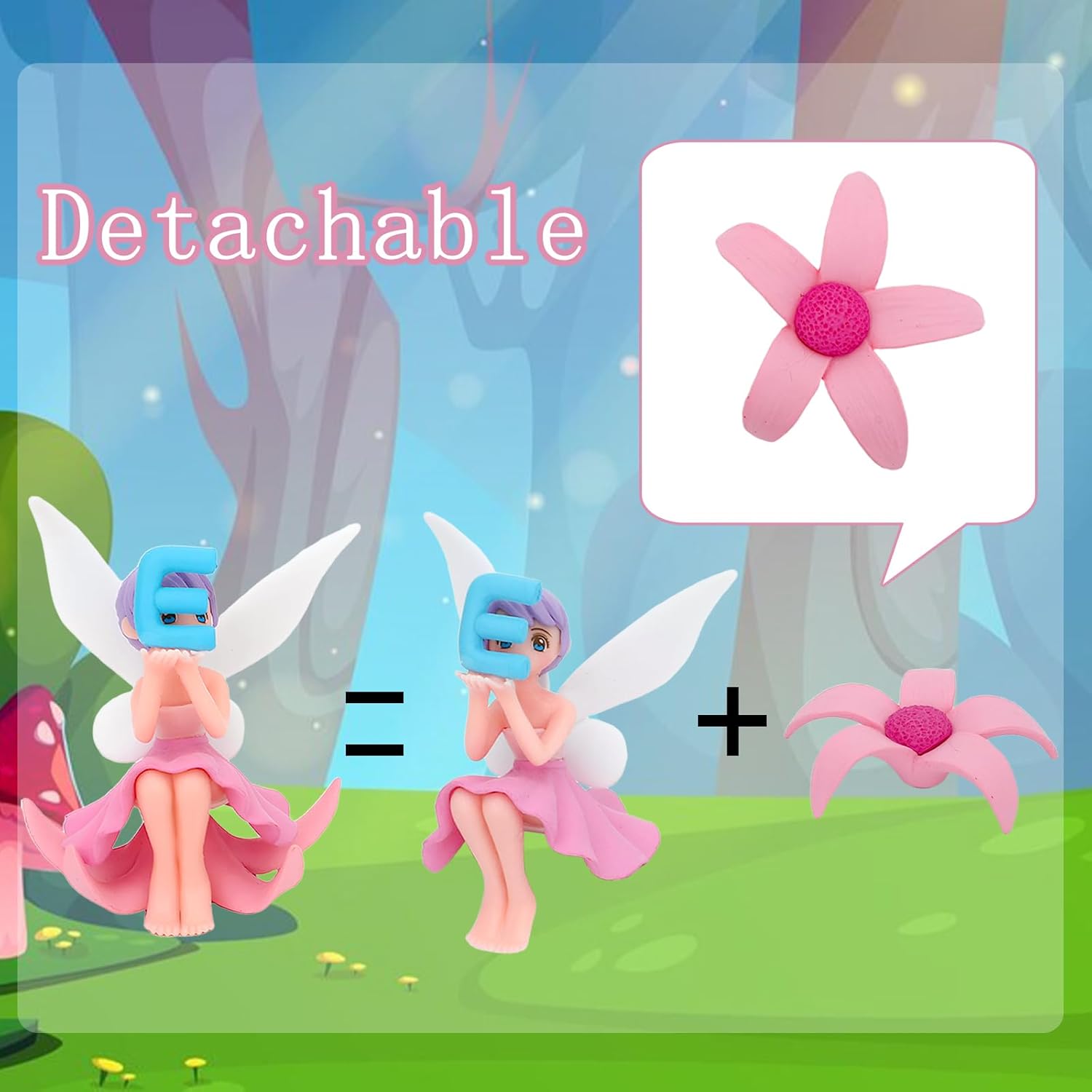 ONEST 4 Pieces Miniature Fairy Garden Accessories Small Fairy Figurines Hand Painted Fairies Figures Girl Fly Wing Figurines for Car Decor Fairies Garden Flower Pot Birthday Cake Topper-VerdiqueGarden