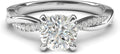 Sterling Silver 4-Prong Petite Twisted Vine Simulated 1.0 CT Diamond Or Moissanite Engagement Ring Promise Bridal Ring