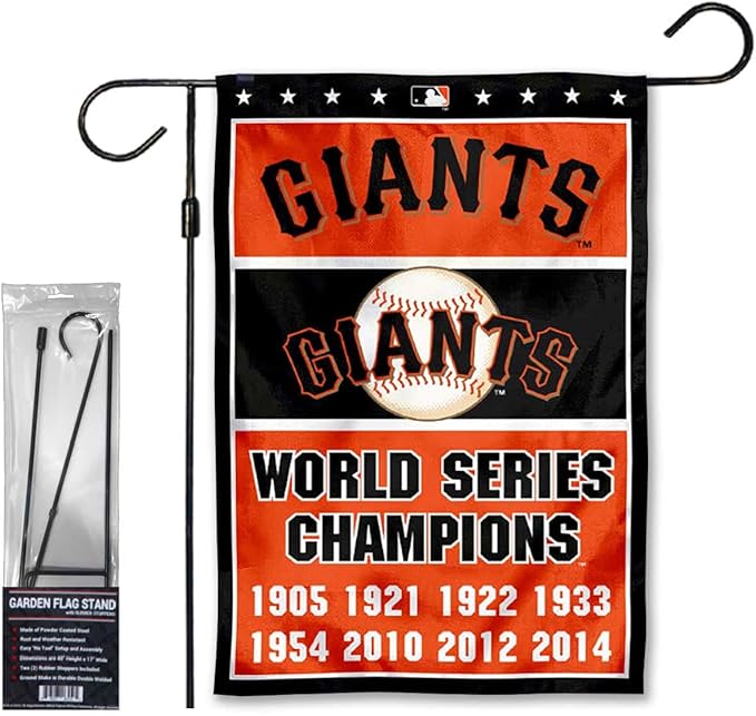 WinCraft Giants 8 Time Champions Garden Flag with Stand Holder Flagpole-VerdiqueGarden