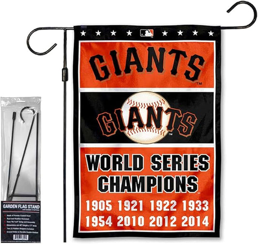 WinCraft Giants 8 Time Champions Garden Flag with Stand Holder Flagpole-VerdiqueGarden