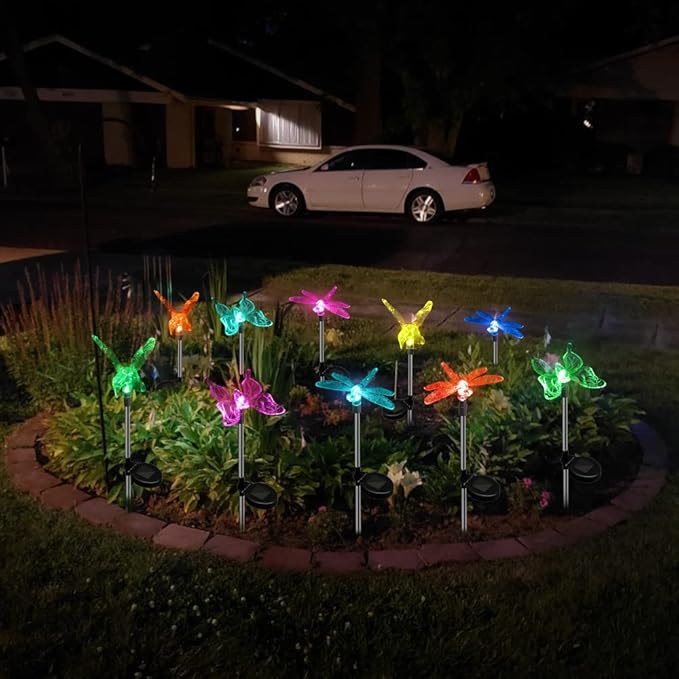 Anordsem Solar Lights Outdoor Decorations: Garden Stake Light Waterproof for Yard Decor Outside - LED Dragonfly Hummingbird Butterfly Lamp for Patio Pathway Home-VerdiqueGarden