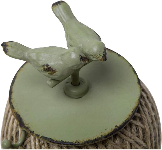 SOFFEE DESIGN Vintage Jute Twine Spool with Scissors Holder Set for Garden Farmhouse Kitchen Antique Twine and Scissors Set Green Birds-VerdiqueGarden