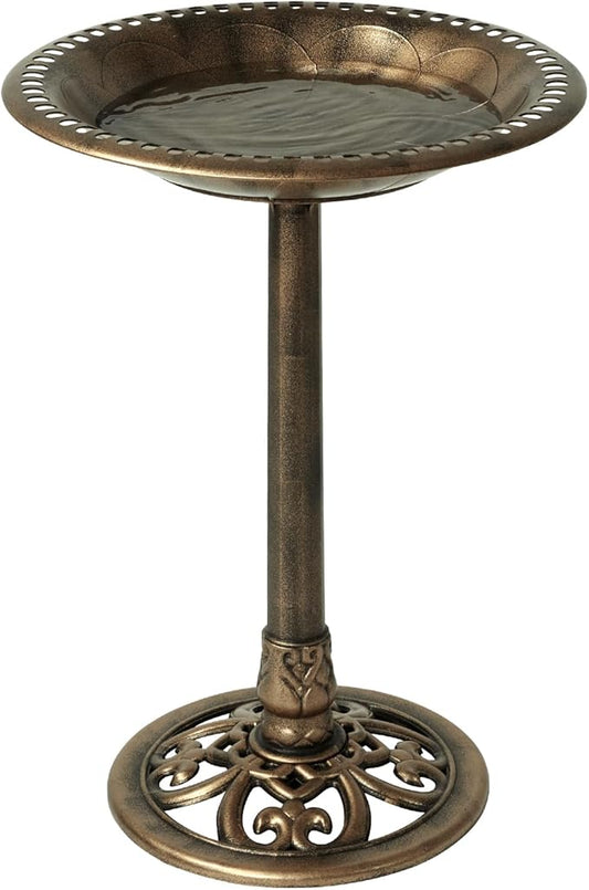 Backyard Expressions Outdoor Garden Bird Bath - Bronze - Weather Resistant Polyresin - 27 Inch-VerdiqueGarden