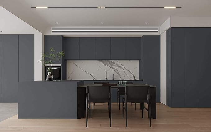 Dimoon 236''x17.7'' Grey Peel and Stick Wallpaper Contact Paper Modern Self Adhesive Wall Paper Removable Renter Friendly Textured Solid Color Shelf Cabinet Vinyl Roll (236''x17.7'',Dark Grey)-VerdiqueGarden