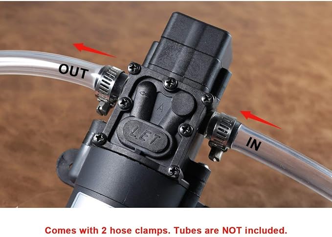 bayite 12V DC Water Transfer Pump with 2 Hose Clamps 12 Volt Diaphragm Pump Self Priming Sprayer Pump with Pressure Switch 4.5 L/Min 1.2 GPM 80 PSI for Weed ATV Marine Boat-VerdiqueGarden