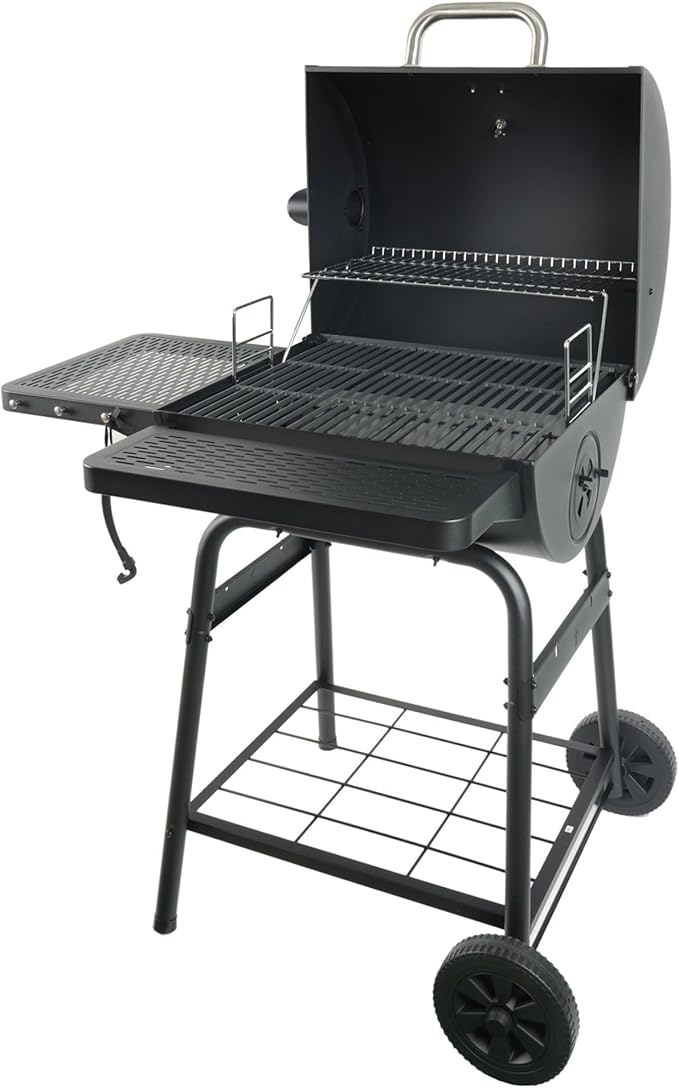 Grill Boss 23 Inch Charcoal Barrel Grill with Adjustable Grate, Large Cooking Area, Black-VerdiqueGarden