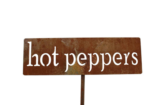Classic Metal Garden Markers 19 Inches Tall (hot peppers, Naturally Rusted)-VerdiqueGarden