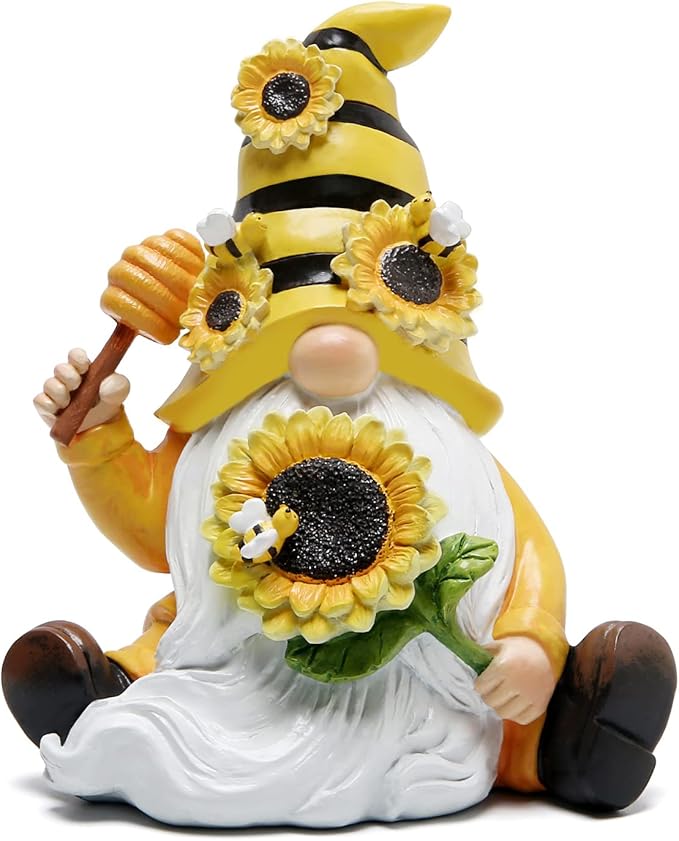 Hodao Bumble Bee Spring Gnome Decorations Honey Bee Gnomes Ornaments World Bee Day Decorations Gifts Fall Thanksgiving Gnomes Figurines Bee for Garden Decor Birthday Gifts for Mom, Grandma, Women-VerdiqueGarden