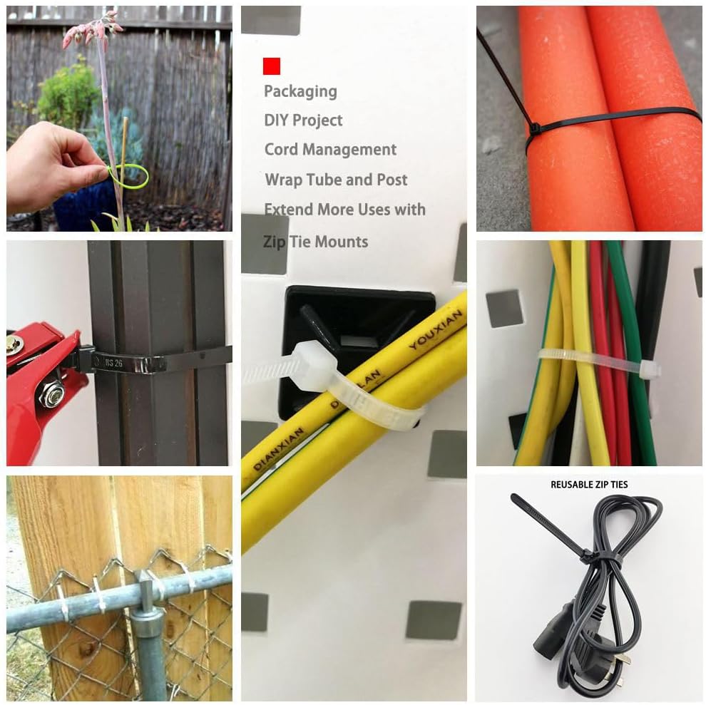 HS UV Protected Zip Ties 12 Inch (100 Pack) Self Locking Strong Plastic Wire Ties 12 Inch Black Nylon Cable Ties 50 LBS,Outdoor Indoor Purpose-VerdiqueGarden